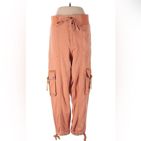 UEC FREE PEOPLE STRETCH Jogger Pant PEACHY ORANGE Cargo Pockets High Waist SZ S - Picture 3 of 14